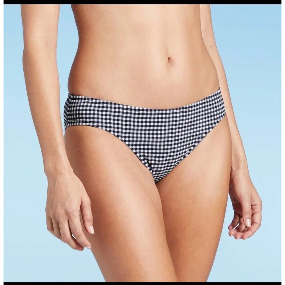 Women's Gingham Textured Medium Coverage Hipster Bottom - Kona Sol XL 16-18 NWT
